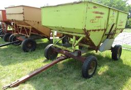953. Parker 170 Bushel +/- Gravity Box on MN 6 Ton Wagon