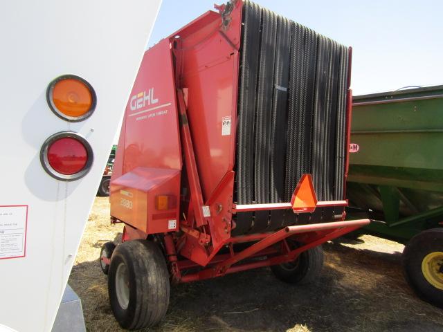 1649. 265-447. GEHL 2880 TWINE TIE ROUND BALER, MAKES 5 X 6 BALE, MONITOR,