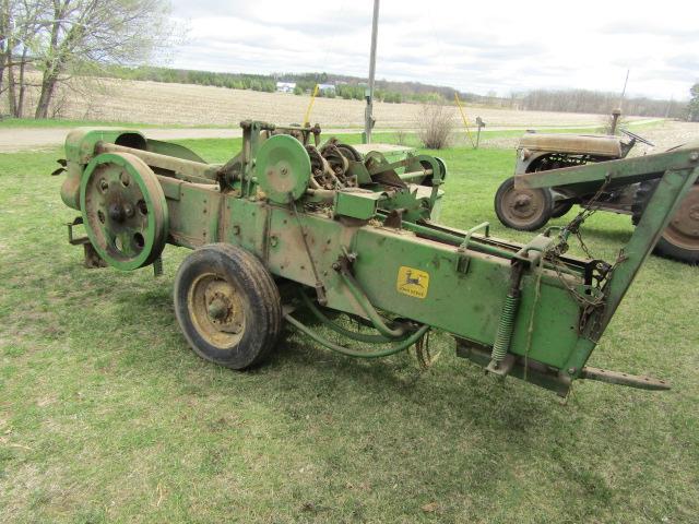 150. JOHN DEERE MODEL 24T SQUARE BALER WITH CHUTE, EJECTOR SHAFT