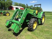 259. JOHN DEERE MODEL 6420 MFWD DIESEL TRACTOR, OPEN STATION, ROPS, 18.4R X