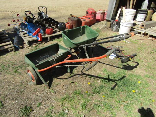 1559. (2) WALK BEHIND LAWN FERTILIZER SPREADERS