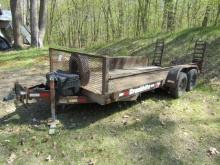 1474. 1999 CRONKITE 80 INCH X 16’ TANDEM AXLE SKID LOADER TRAILER, RAMPS, M