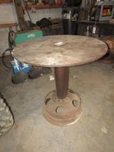 1482. ROUND PEDESTAL STEEL WELDING TABLE, 36” ROUND X 36”HIGH