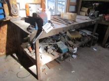 1488. METAL WORK BENCH WITH 6” VISE, DELTA 6” BENCH GRINDER