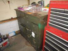 1502. GREEN ROLLING TOOL CHEST / PARTS CABINET