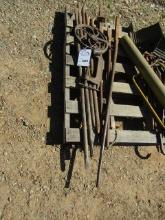 1551. WELL WHEEL, STONE BARS, CLAMP AND MORE