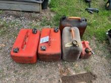 1555. 2 BOAT REMOTE FUEL TANKS AND (2) SMALL FUEL CANS