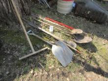 1564. ASSORTMENT OF RAKES, SHOVELS AND MISC.