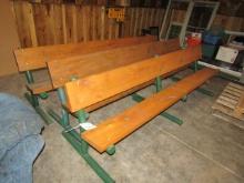 1574. (3) HEAVY DUTY 8’ WOODEN BENCHES WITH METAL FRAMES I ONE MONEY FOR TH