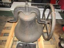 1575. #24 – 24 INCH SCHOOL BELL WITH CLANGER AND YOKE AND CLAPPER