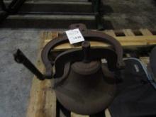 1576. 14” CAST IRON BELL WITH YOKE AND CLAPPER