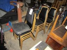 1588. 11 BLACK COVERED STACKING CHAIRS, ONE LOT
