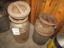 1598. 2 CREAM CANS WITH EXTRA LIDS