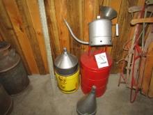 1599. FUEL CANS, FUNNELS, OIL CAN