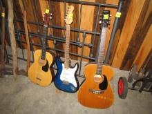 1606. SOLID BODY ELECTRIC GUITAR & 2 ACOUSTIC GUITARS