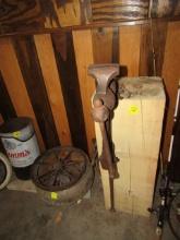 1611. LEG VISE, HORSE SHOES, AXE HEADS