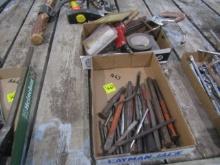 1663. PUNCHES, CHISELS, HACK SAW, INCLUDES 3 FLATS