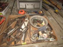 1678. (2) FLATS INC. PRY BARS, C CLAMPS, TOOL BOX WITH WRENCHES