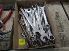 1691. 1 FLAT OF BOX AND OPEN END WRENCHES
