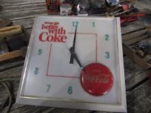 1702. COKE ELECTRIC CLOCK, 16” X 16"