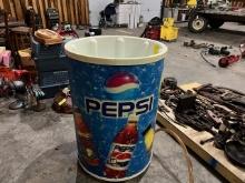 1762. 22” ROUND PLASTIC DISPLAY COOLER ON WHEELS