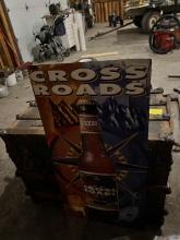 1763. 18” X 35” CROSS ROADS BEER SINGLE SIDED TIN SIGN