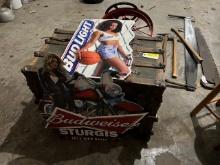 1766. 29” X 29” 2013 STURIS SINGLE SIDED TIN SIGN & 16” X 27” BUD LIGHT SINGLE SIDED TIN SIGN,