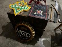 1767. 19” X 19” MILLER HIGH LIFE MIRROR, 20” ROUND MGD BOTTLE CAP, 20” X 23” SUMMIT