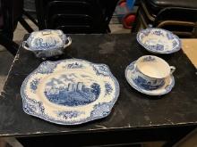 1772. OLD BRITAN CASTLES BLUE DINNER WARE, SET OF 6