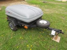 1848. VERY NICE 1997 MOTORCYCLE CARGO TRAILER, JET BAG TILT TOP, LIGHT KIT, SPAR