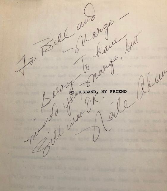 McQueen Manuscript My Husband My Friend - The original manuscript was written by Neile MCQueen as a