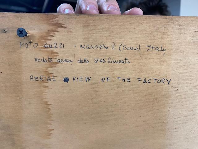 Moto Guzzo Factory Photos mounted on board. Very Old, Originally from the Moto Guzzi Factory.- From
