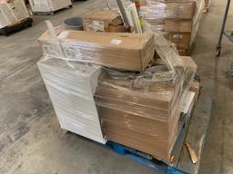 Pallet of mixed merchandise, to include but not limited to: downspout extension, toaster, slow cooke