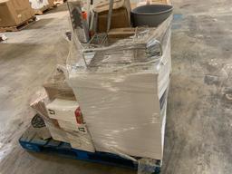 Pallet of mixed merchandise, to include but not limited to: downspout extension, toaster, slow cooke