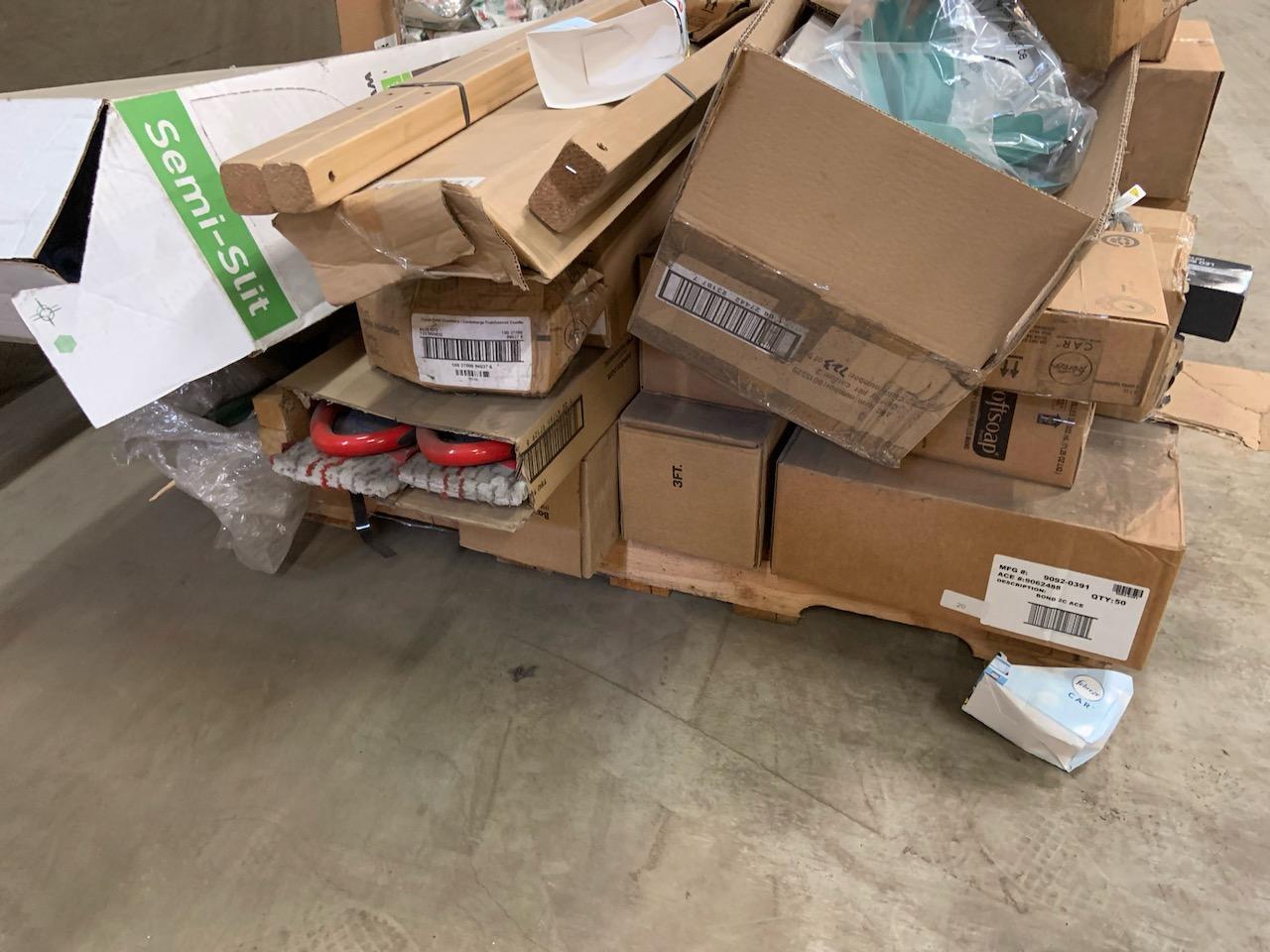 Pallet of mixed merchandise, to include but not limited to: String lights, pipe insulation, car air