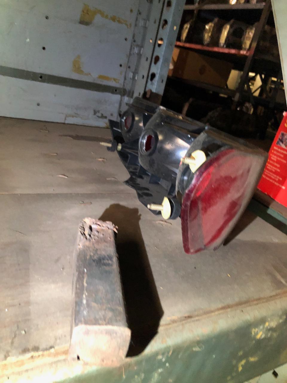 Parts on shelf, box peg hooks. No shelving