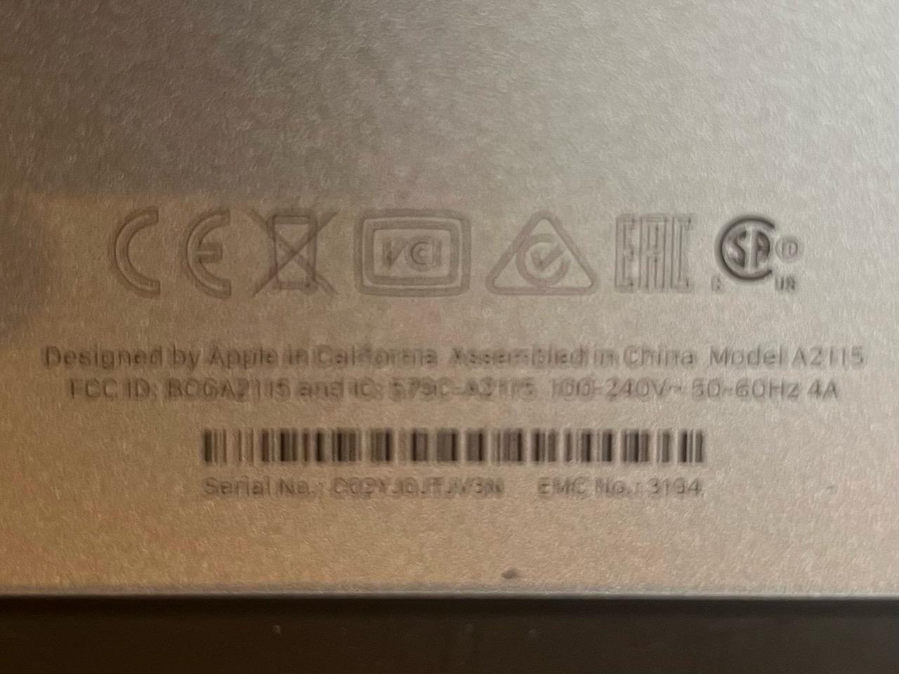 Loc: 12.2. Apple iMac Retina 5K 27" All in One Model: A2115 with Keyboard Serial: C02YJ0JTJV3N. This