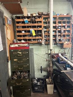 Loc: 3 Maint.  Cabinet with pipe fittings and window and door hardware