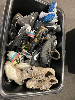 Loc: FH. Lot of Assorted used Men's Cleats (cube truck/cart not included)