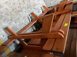 Loc: Bus.  10' x 33" wooden picnic table