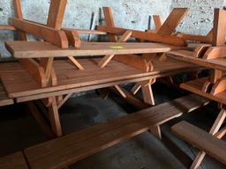 Loc: Bus.  10' x 33" wooden picnic table
