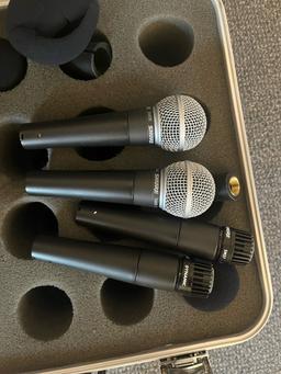 Loc: 6. Lot of (4) Microphones with Stand and Case. This lot is located at: 532 Franklin St, Hancock