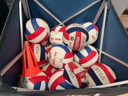 Loc: 2, Court. Lot of assorted volleyballs with rolling cart. This lot is located at: 535 Summit St