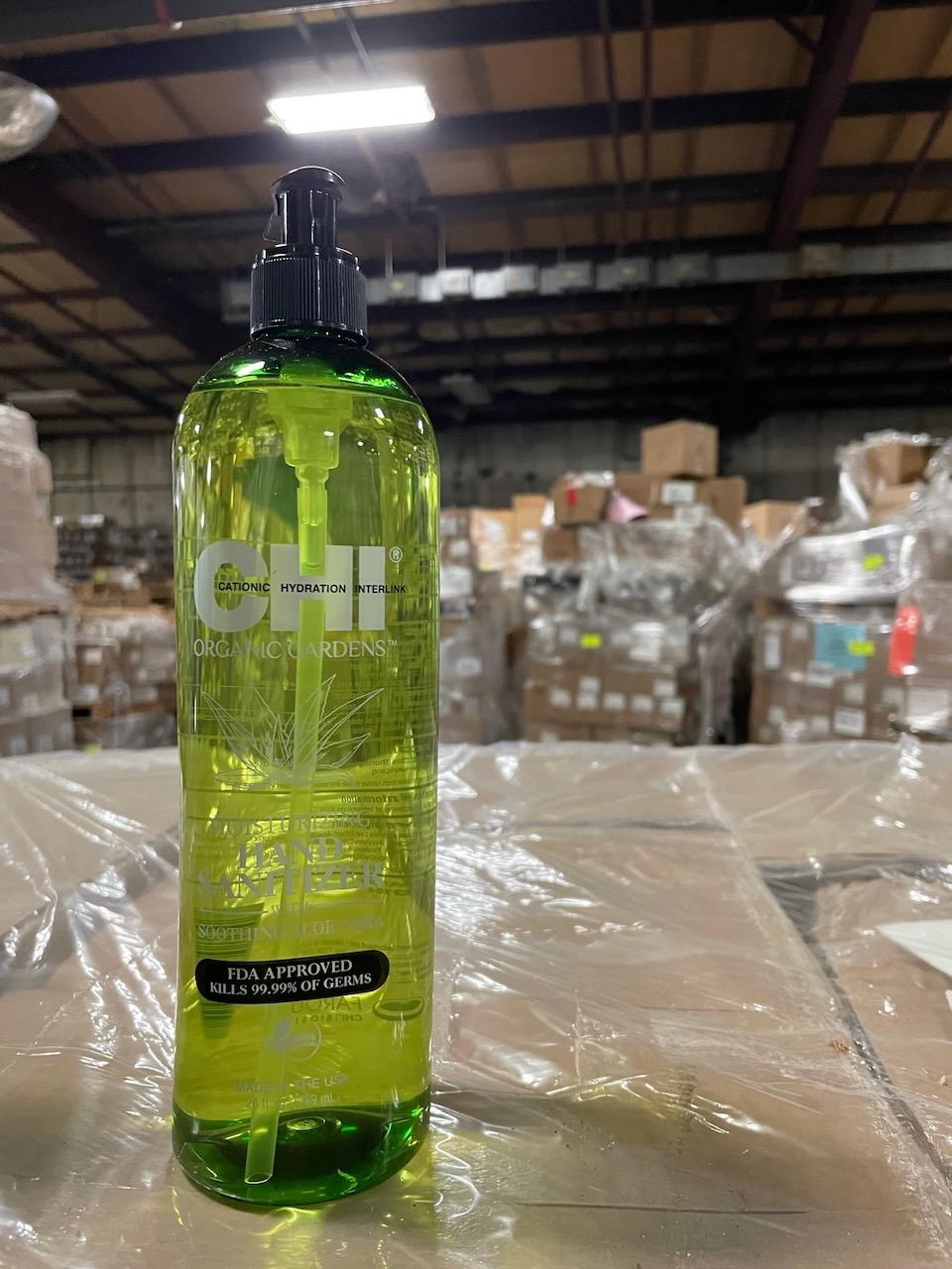 Chi Hand Sanitizer, 26 fl oz bottles with pump. SKU 193391, approx. 672.  (Approx. Total Retail Valu