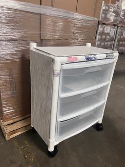 New In Box Alco Classic Line Plastic 3Drawer Carts with side skirts on Casters  14x 255 x 32