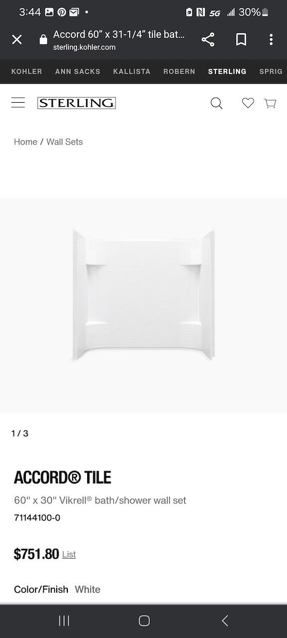 Sterling Shower Wall set
