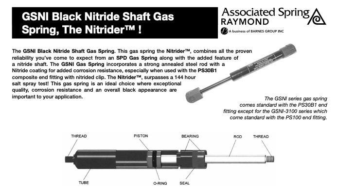 535qty - GSNI Black Nitride Shaft Gas Spring Part Number: GSNI2400120KFF