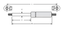 535qty - GSNI Black Nitride Shaft Gas Spring Part Number: GSNI2400120KFF