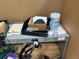 Work Table and Pedistal Cabinet with JuiceBox Chargers (Condition unkown) Parts, & Components