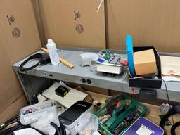 Work Table and Pedistal Cabinet with JuiceBox Chargers (Condition unkown) Parts, & Components